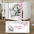Personalized Crib Bedding Set for Boys Girls, Custom Baby Crib Sets with Name, Pink Flower Elephant Design Nursery Bedding 2 Piece - Soft Blanket with Double Layer Dotted Backing, Crib Fitted Sheet