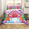 Feelyou Merry Christmas Comforter Cover Set Gingerbread Man Bedding Set Full Size for Kids Boys Girls Bedroom Bed Decor Christmas Duvet Cover Set Soft Quilt Cover,No Comforter