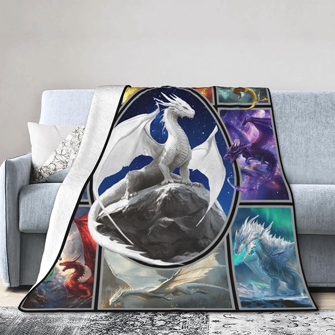 Dragon Blanket Dragon Decor Throw Blanket Super Soft Flannel Lightweight Fluffy Plush Cozy Fuzzy Fleece Gifts Blanket for Kids Boys Girls Women Adults for Bed Sofa 60"X80"