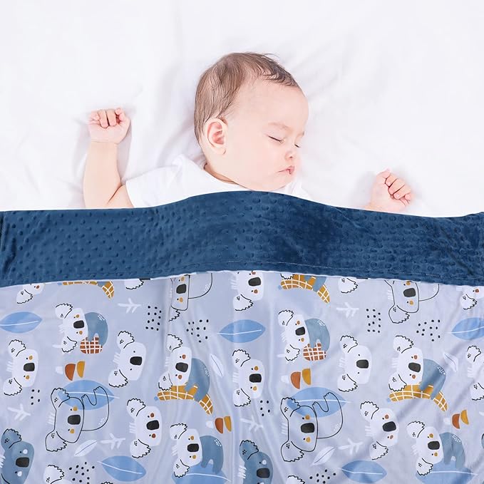 Baby Blanket for Boys Girls Soft Minky with Double Layer Dotted Backing, Koala Printed 30 x 40 Inch Receiving Blanket
