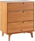 Walker Edison Sloane 3-Drawer Groove Handle Solid Pine Wood Dresser, 36 Inch, Caramel