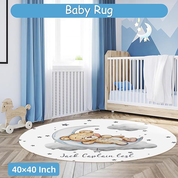 Personalized Baby Crib Bedding Set with Name, 5 Pcs Grey Bear Baby Crib Set for Infants Toddlers, Double Layer Nursery Bedding, Infant Toddler Newborns Customized Gifts, Crib Accessories
