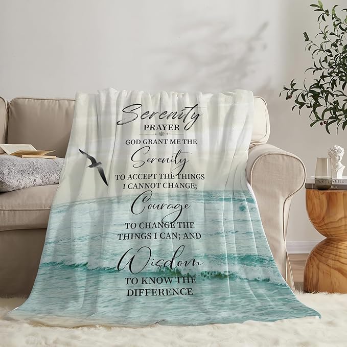 Tijuboni Serenity Prayer Bible Throw Blanket Christian Gifts for Women Men Girls Boys Kids Adults Soft Flannel Fleece Blanket for Couch Sofa Bed Home Decor 60"x80"