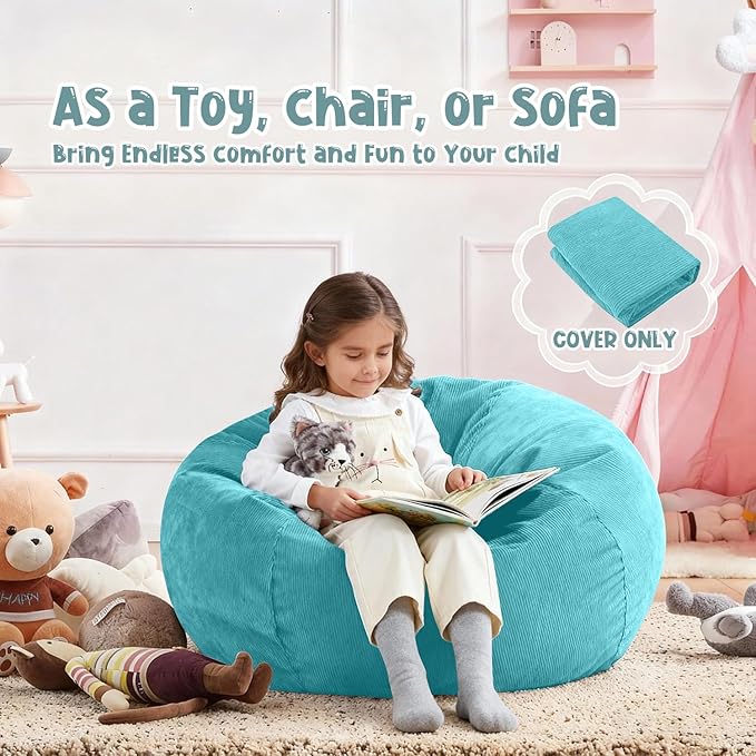 Nobildonna Bean Bag Chair Cover (No Filler) for Kids and Adults,Beanbag Stuffed Animal Storage Without Filling Plush Toys Holder and Organizer Soft Premium Corduroy 200L