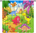 Cute Dinosaur Curtains, Colorful Cartoon Dino Pattern Blackout Window Treatments, Rod Pocket Thermal Insulated Drapes 2 Panel Sets for Kids Bedroom Nursery Classroom, 42" W X 45" L