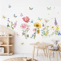 Butterfly & Flower Wall Decals Removable Peel and Stick Flower Wall Stickers for Girls Room, Bedroom, Living Room Nursery Decor