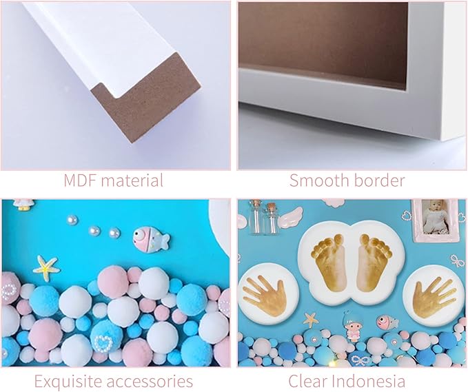 MCstars Baby Handprint and Footprint Makers Kit Keepsake Hands Casting kit, Newborn Baby Nursery Memory Art Photo Frame Kit Baby Registry Search Baby Shower Picture Frames for New Parents