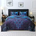 Wajade Game Console Comforter Set for Boys 7 Piece Blue 3D Gaming Geometric Bedding Sets for Kids Queen Size as Birthday with Comforter, Sheet Set, Pillowcase and Sham