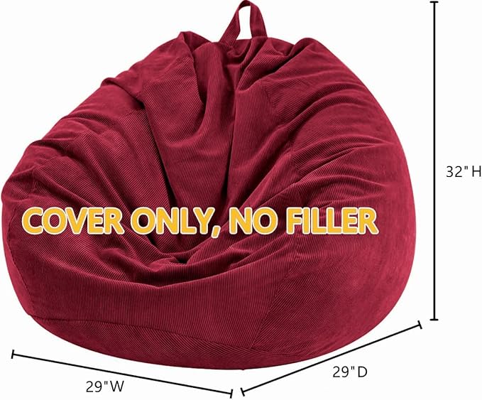 Nobildonna Bean Bag Chair Cover (No Filler) for Kids and Adults,Beanbag Stuffed Animal Storage Without Filling Plush Toys Holder and Organizer Soft Premium Corduroy 200L