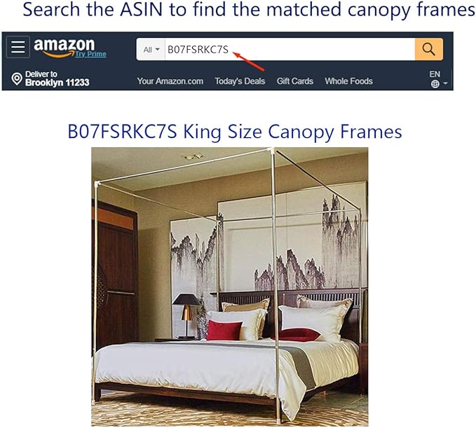 Mengersi 4 Corners Post Canopy Bed Curtains Canopy for Bed King Size - Royal Luxurious Mosquito Net Bedroom Decor (King, Coffee)
