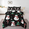 jejeloiu Kids Cute Winter Snowman Comforter Set Toddler Christmas Theme Bedding Set for Boys Girls Teens Xmas Candy Cane Snowflake Happy New Year Duvet Quilt Room Decor