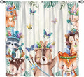 Jungle Safari Curtains, Cute Cartoon Forest Animals Pattern Blackout Window Treatments, Rod Pocket Thermal Insulated Drapes 2 Panel Sets for Children Boys Bedroom Nursery Classroom, 63" W X 72" L