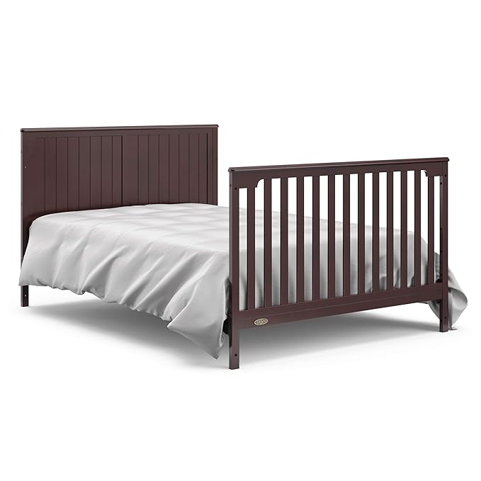 Graco Hadley 5-in-1 Convertible Crib & Changer (Espresso) – GREENGUARD Gold Certified, Fits Standard Crib Mattress, Converts to Toddler Bed and Full Bed, 4 Adjustable Mattress Heights