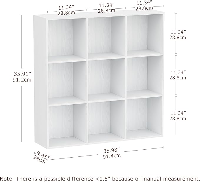 9 Cube Storage Organizer, Wooden Cube Shelves with Closed Back Panel, Reversible Bookcase, Cubes Closet Organizer for Home, Living Room, Kids Room, Office, Bedroom, Study, Hallway