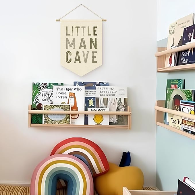 Sage Green Wall Decor, Little Man Cave Sign for Boys, Boy Nursery Decor, Boys Room Wall Hanging Pennant Flag Banner Decor for Nursery Classroom Playroom Kids Room, Playroom Essentials