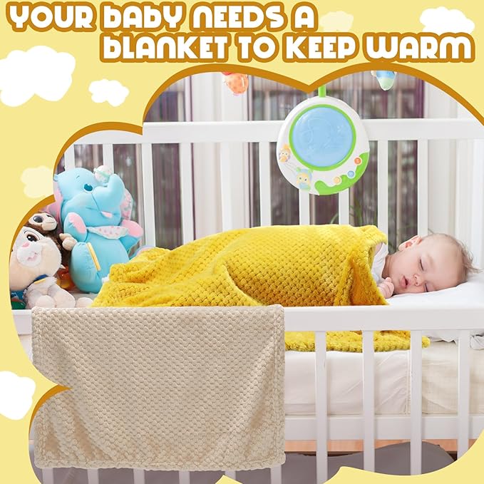 Frienda 4 Pcs Baby Fuzzy Blanket Fluffy Baby Blanket for Boys Girls Soft Warm Infant Newborn Toddler Receiving Nursery Bed Supplies, 32 x 24 Inch(Yellow Color)