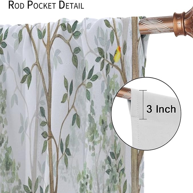 Kids Animal Curtains, Watercolor Natural Forest Animal Hedgehog Fox Butterfly Rabbits Forest Print Curtain Boys and Girl Bedrooms 42x63in