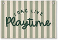 Playroom Decor, Long Live Playtime Wall Hanging Linen Banner, Blue Striped Wall Flag for Kids Room Nursery Playroom Decor, 20x30 Inch-Green