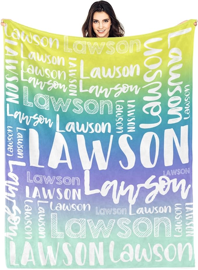 Dr.TOUGH Personalized Blankets with Name Customized Baby Blankets for Girls Boys Adults Monogrammed Blankets and Throws Christmas Birthday Mothers Valentines Day Gift (Z-Colorful 03, 40''×50'')
