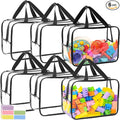 12.6 * 9.25 * 6.9 IN Extra Large Toy Storage Bags, 6 Packs Clear Waterproof Toy Organizer Bags with Labels, Dual Zippers and Portable Handheld Design, Board Game Storage for Building Blocks, Puzzle