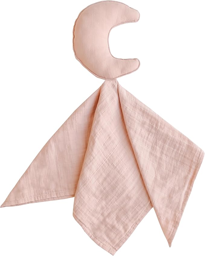 mushie Moon Security Blanket | Baby Lovey | 100% Organic Muslin Cotton (Blush)