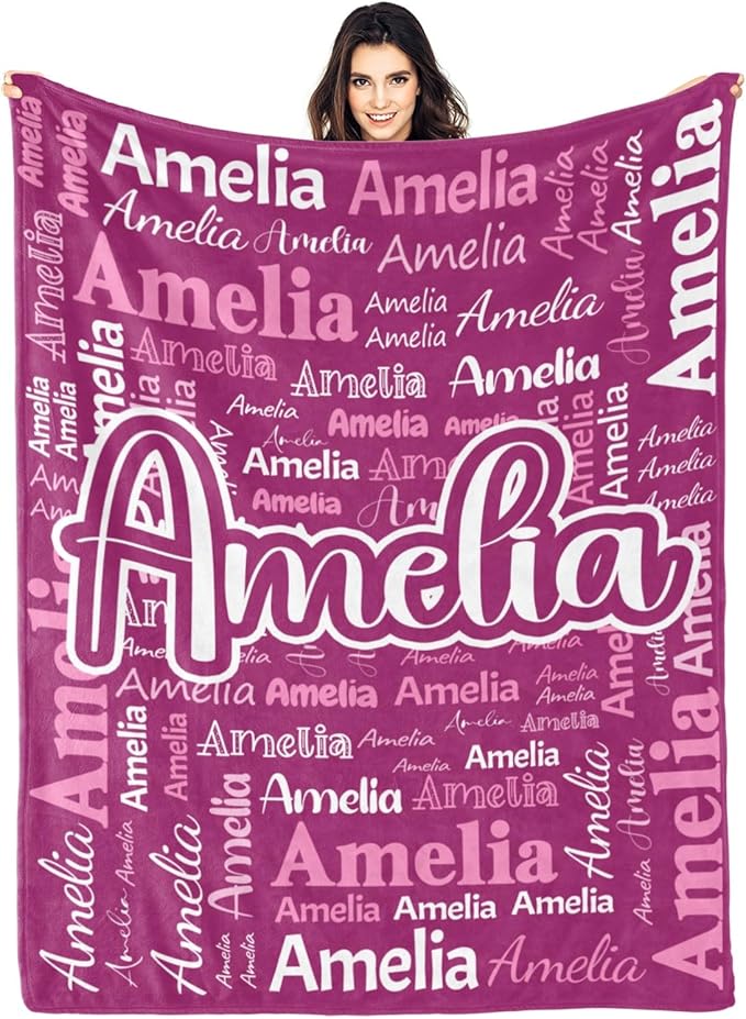 Dr.TOUGH Personalized Blanket for Adult Kids with Name Customized Blankets Personalized Throw Blanket for Christmas Birthday Gifts