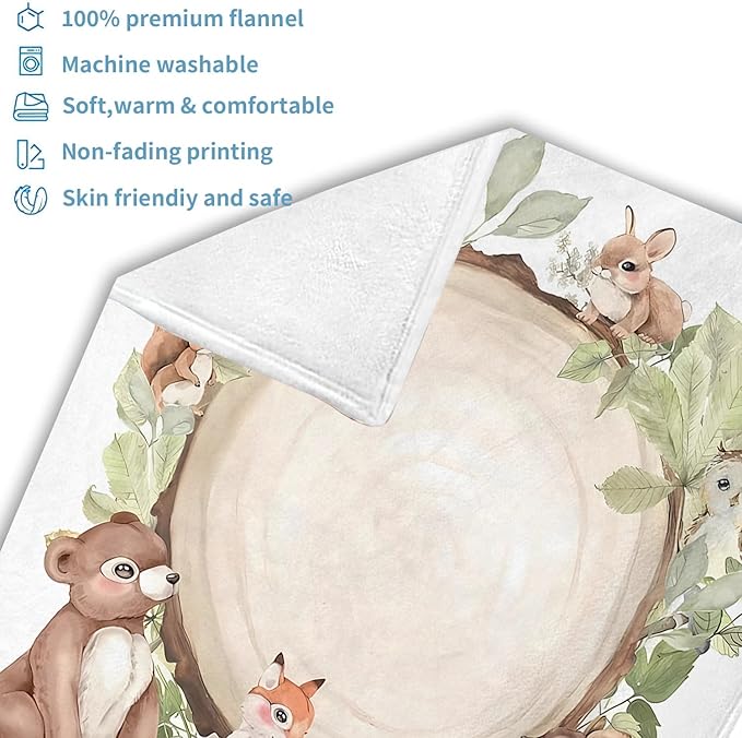 OLIVE OLIVIA Cartoon Baby Monthly Milestone Blanket, First 12 Months Baby Milestone Blanket for Baby Girls, Baby boy Blankets, Perfect Baby Blanket Gifts with Pentagram Frame, 50"x60"