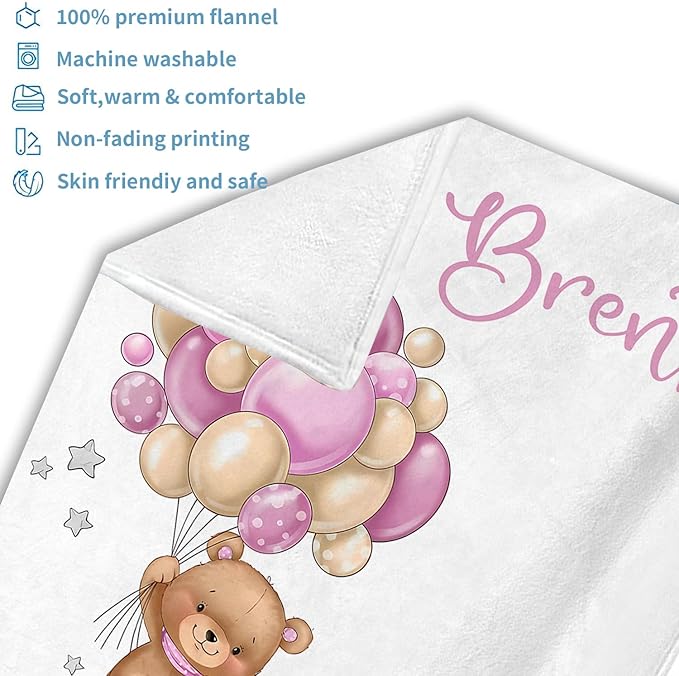 OLIVE OLIVIA Custom Baby Blanket,Personalized Blankets for Kids with Names,Customized Blankets with Name for Adult,Customized Blanket,Gift for Birthday Christmas Valentines Day Gift(60" 80")