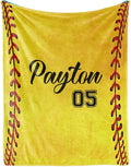 Personalized Softball Kids Blanket with Naumber and Name - Custom Sport Bed Blankets Gift for 0-3 Months Baby Essential - Super Warm and Comfortable 40x50inch