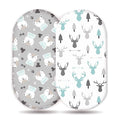 Stretchy Ultra Soft Fitted Bassinet Sheet Set 2 Pack, Breathable and Universal Fitted for Rectangle, Oval, Hourglass or Beside Bassinet Pad/Mattress Safe and Snug