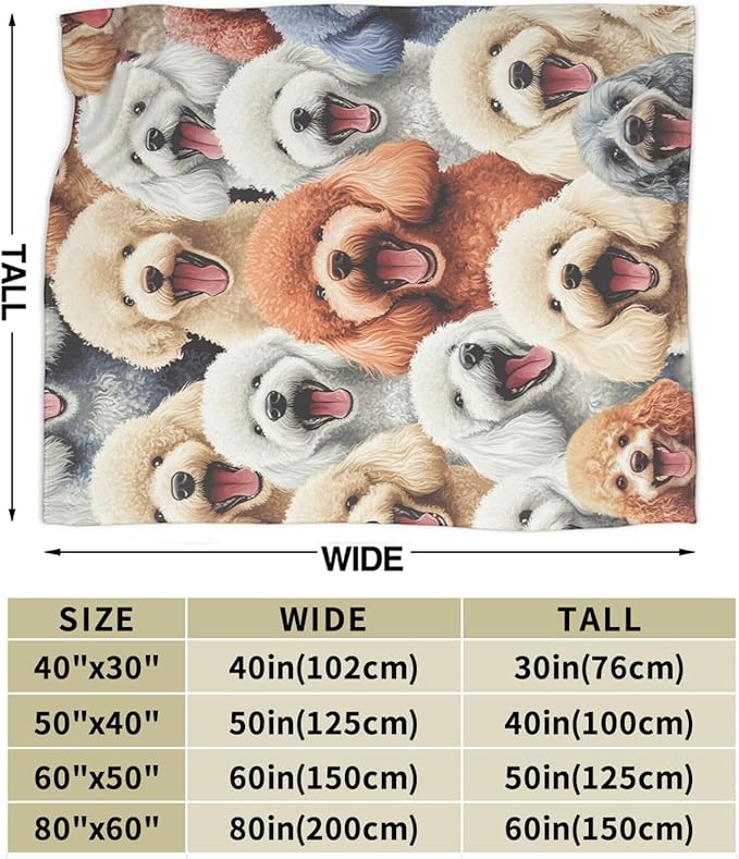 Poodle Golden Doodle Blanket Goldendoodle Throw Blankets for Girls Boys Soft Warm Fleece Flannel Poodle Animal Throws Gifts for Men Women Cozy Fuzzy Poodles Plush Stuffed Bed Bedding Decor 50"x40"