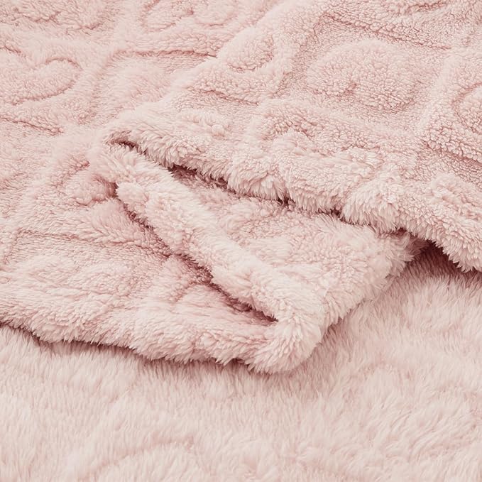 CREVENT 2Pcs 30''X40'' Cute Cozy Fluffy Warm Baby Blankets for Infants Toddlers' Bedding Crib Cot Stroller - Grey Cloud + Pink Sherpa