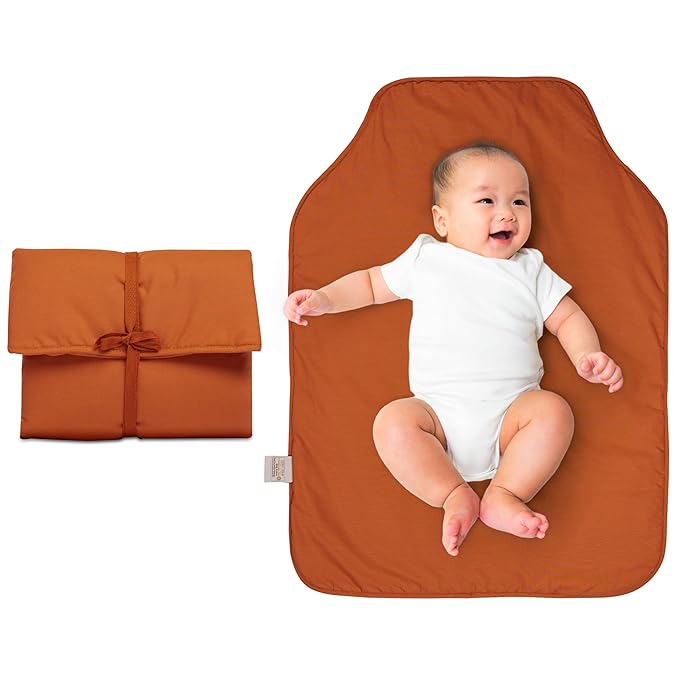 Natemia Baby Portable Diaper Changing Pad - Oeko-TEX Percale Cotton - Reusable Changing Pad for Baby - Flexible and Foldable for Travel - Machine Washable - Baby Essentials