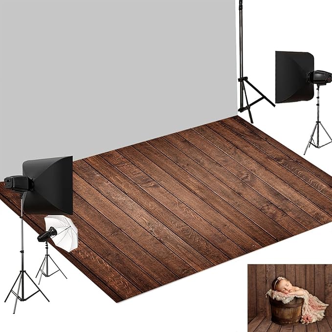 Kate Photography Foor Mats Brown Wood Printed Floor Mats Rubber Floor Mat Newborn Photography Drops Photo Studio Props 8X5ft