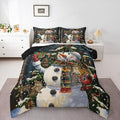 Feelyou Christmas Kids Comforter Set King Size Snowman Squirrel Bedding Set Snowflake Gift Duvet Quilt for Kids Boys Girls Bedroom Branch Berry Decor Microfiber Ultra Soft Breathable