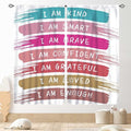 Rainbow Curtains for Classroom, Kids Girls Baby Boho Cute Inspirational Motivational Quotes Cartoon Colorful Pastel Nursery Classroom Bedroom Living Room Bathroom Window Drapes 2 Panels, 84"x63" Inch