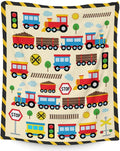 Train Throw Blanket Gift for Boys - 30" x 40" Inches Lightweight Warm Throw for Lap, Couch, Office - Yellow Cute Blanket for Girls Kids