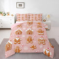 Feelyou Christmas Comforter Set All Season Gingerbread Man Bedding Set with 2 Pillow Cases Santa Microfiber Kids Full Bedclothes Snowflake Bedroom Decor Duvet Quilt Breathable Soft Lightweight