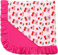 Premium Baby Blankets, Soft Viscose from Bamboo Blanket for Girls, Nursery Crib Bedding Quilt for Newborn and Toddler, Ruffle Blanket Cooling for Hot Sleepers, 50''x50'' Sweet Cherries