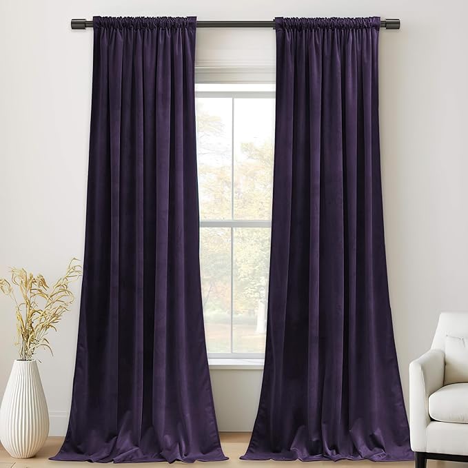 StangH Velvet Curtains Room Darkening, Thermal Insulated Drapes for Bedroom Living Room, Purple Orchid Color Window Treatment, 52 x 108 Inch, 2 Panels