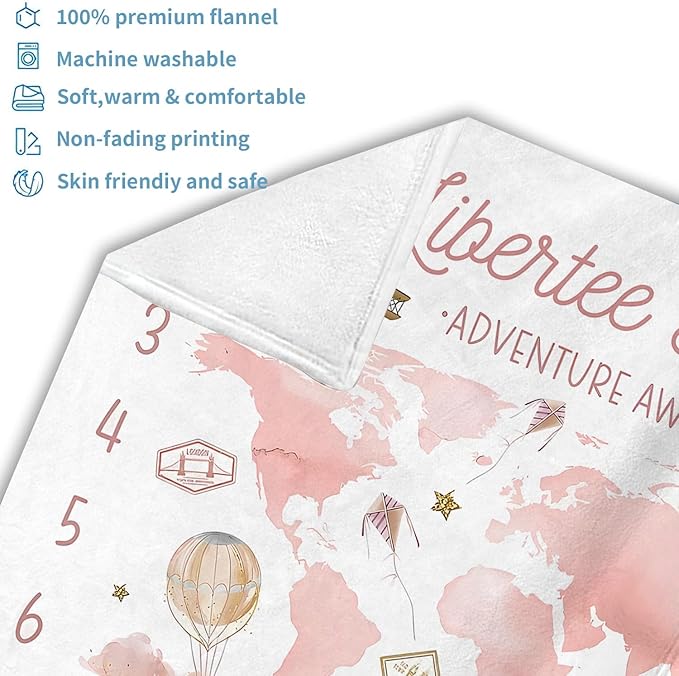 OLIVE OLIVIA Personalized Gifts for Baby with Customized Name, Baby Monthly Milestone Blanket for Baby Girl Boy, Baby Blanket, Perfect Custom Baby Blanket Gifts,60"x80"