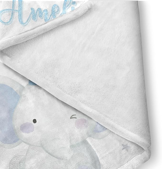 Custom Crib Bedding Set - Elephant Design Personalized Name Baby Nursery Bedding 3 Pcs Set - Chic Soft Blanket, Sheet, Pillowcase for Newborns Boys Girls Gifts Color06