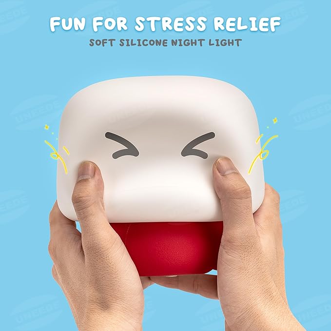 UNEEDE Mushroom Lamp for Kids, 13 Sound Effects Toddler Night Light, Squishy Nursery Mushroom Decor with Timer, Christmas Birthday Gift