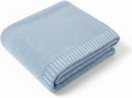 Baby Knit Blanket Soft Cotton Lightweight Newborn Blanket for Crib Stroller Toddler Nursery Shower Gift Cozy Breathable Travel Swaddle Wrap Baby Blue 30 x 30 Inches