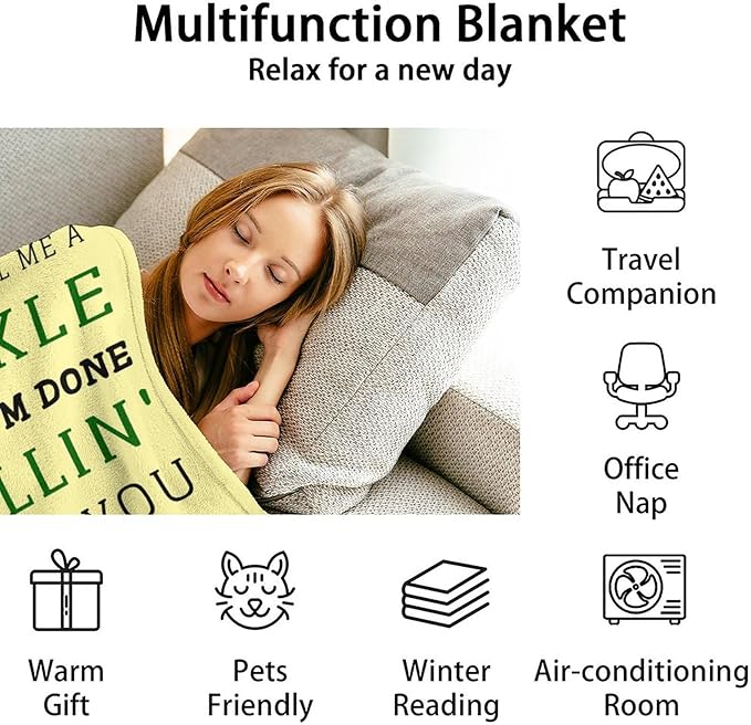 Pickle Throw Blanket for Kids - 40x50 Inches Crib Size - Soft Fluffy Cozy Blankets Gift - Beige Novelty Blanket Throws for Travel, Office