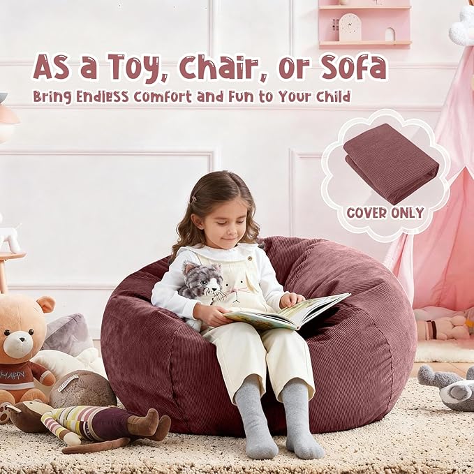 Nobildonna Bean Bag Chair Cover (No Filler) for Kids and Adults,Beanbag Stuffed Animal Storage Without Filling Plush Toys Holder and Organizer Soft Premium Corduroy 200L