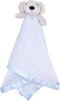 EVERYDAY KIDS Large Lovey Baby Security Blanket for Boys Sweet Dog Stuffed Animal on 30” Adorable Blue Snuggle Baby Blanket; Fluffy Fleece with Attached Plush Toy to Cuddle