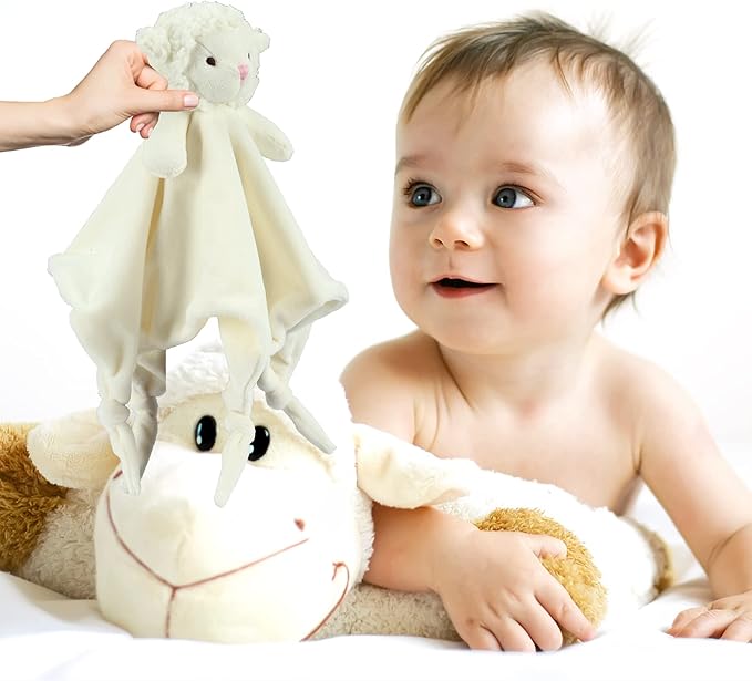 CREVENT Soft Cozy Baby Blankets for Boys Girls + Security Blanket, Set with A Gift Bag Newborn Essentials (Ivory)