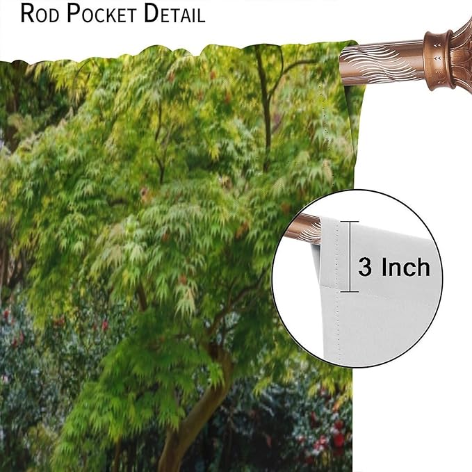 Forest Waterfall Blackout Curtains, Natural Landscape Forest Trees Waterfall Scenery PrintWindow Drapes, for Living Room Bedroom 63" W X 72" L