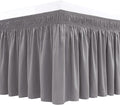 Biscaynebay Wrap Around Bed Skirts for Full & Full XL Beds 17" Drop, Silver Grey Adjustable Elastic Dust Ruffles Easy Fit Wrinkle & Fade Resistant Silky Luxurious Fabric Solid Machine Washable
